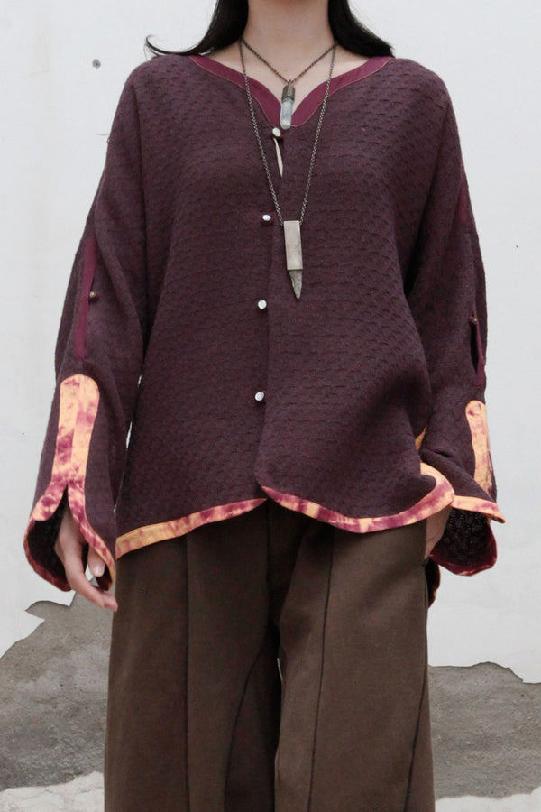 communs violet dyed cardigan SS22 C116